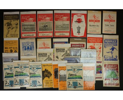 32 1950s football programmes featuring home fixtures for Bolton, Hull City, Chesterfield, Coventry City, Sheffield United, Bu