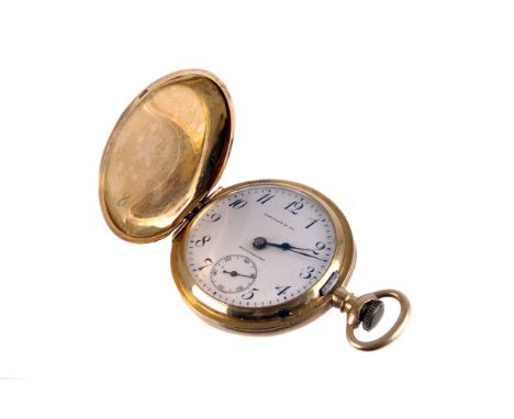 An early 20th century 18ct gold full hunter fob watch by Longines for Tiffany & Co, with white enamel dial signed ‘Tiffany & 