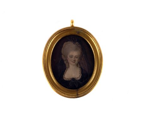 An early 19th century French portrait miniature on ivory, depicting Marie Therese de Savoie, Princesse de Lamballe, unsigned,