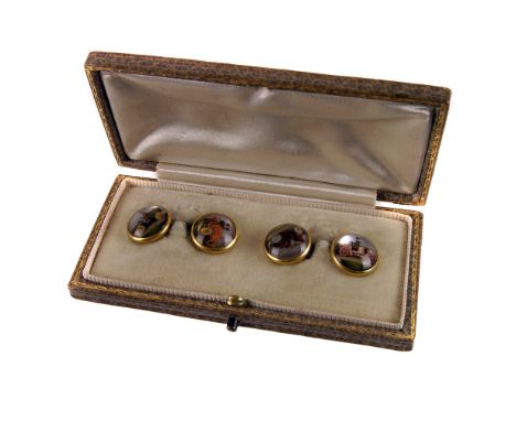 A rare pair of early 20th century French Essex intaglio Crystal cufflinks, the reverse engraved links, of circular design, ea