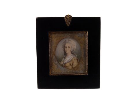 An early 19th century French Restoration portrait miniature on ivory, circa 1840, depicting Madame Elizabeth, sister of Louis