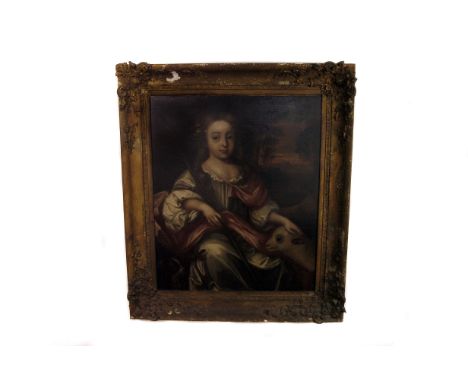 Manner of Simon Pietersz Verelest (1644-1710), an 18th century English school oil on canvas portrait of a young girl as a she