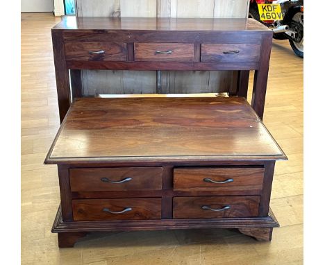 A modern Barker &amp; Stonehouse storage coffee table fitted drawers to either side, W92, D70, H42, together with a matching 