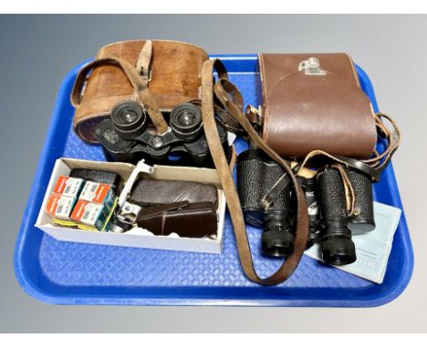 A Minox B camera with  manual and accessories, Carl Zeiss 8 x 30 binoculars in leather case and pair of Noctovist MK II 8 x 3