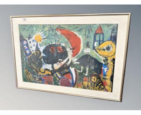 An abstract colour print, 65 cm x 43 cm 