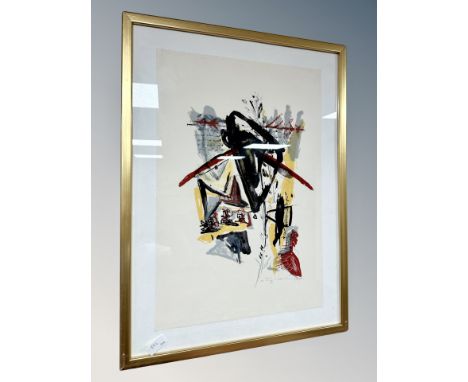 Continental abstract print, signed in pencil, 38 cm x 57 cm 