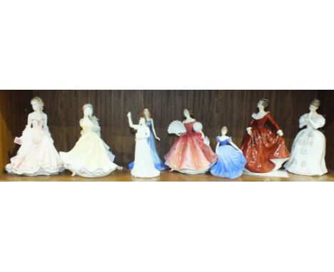 A collection of nine Royal Doulton and Royal Worcester figurines including Fragrance 3311 (collector edition), (9).