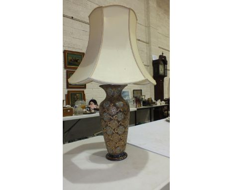 A Royal Doulton stoneware vase converted as a lamp.