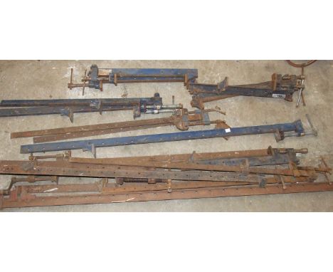 A collection of sash cramps, (17).
