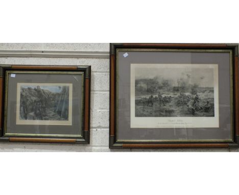 Semper Fidelis Last Stand of the 2nd Devons, May 1918, a photogravure print after W B Wollen, 40 x 53cm framed, a coloured pr