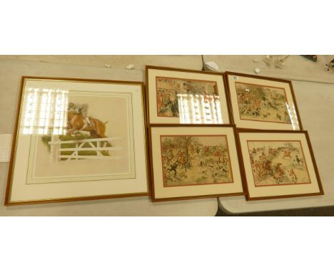 A collection of Five Hunting &amp; Equestrian Theme Prints(5) 