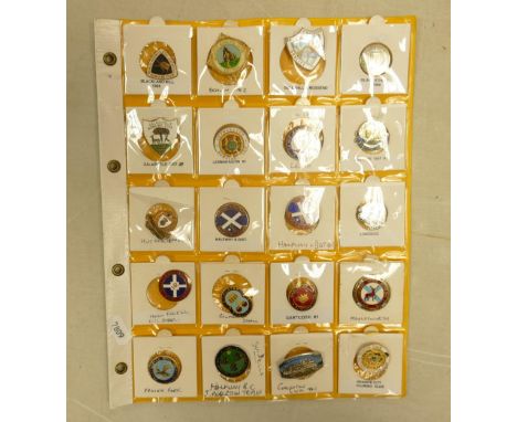 English Bowling club enamel&nbsp;badges x 20 on one page. This is one lot of 15 similar lots offered by us today.