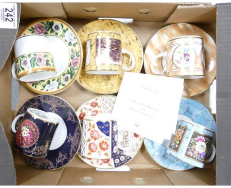 Six Coalport Historic Coffee Cup Collection Cups &amp; Saucer Sets, with certificates 