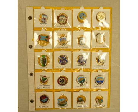 English Bowling club enamel&nbsp;badges x 20 on one page. This is one lot of 15 similar lots offered by us today.