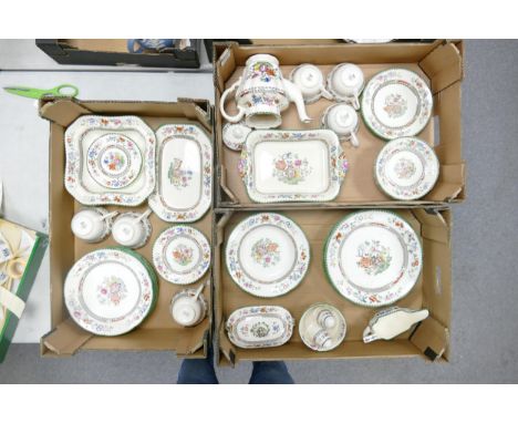 A large collection of Copeland Spode Chinese Rose Patterned tea &amp; dinnerware including dinner plates, tea pot, cups &amp;