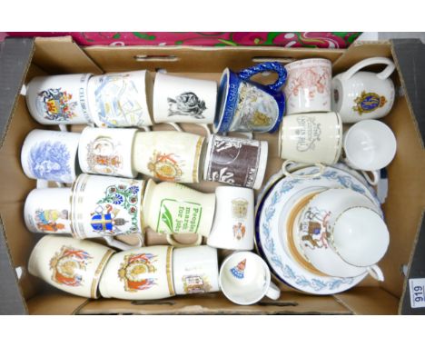 A large collection of Commemorative Cups, Mugs and Tankards 