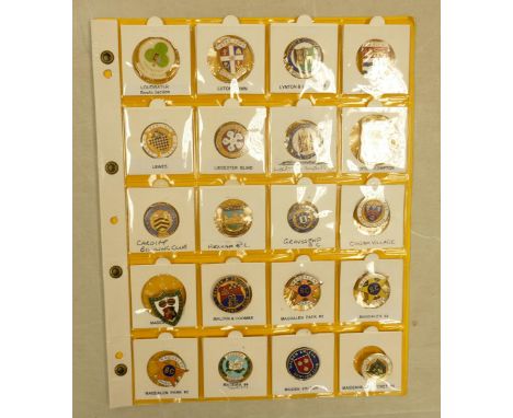 English Bowling club enamel&nbsp;badges x 20 on one page. This is one lot of 15 similar lots offered by us today.