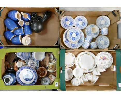 A collection of tea ware to include, Royal Vale floral decorated items &amp; Blue &amp; White 19th century tea ware, together