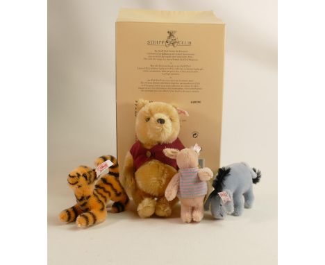 Boxed Steiff classic Pooh for 75th birthday together with Eeyore , Tigger and piglet (4) 