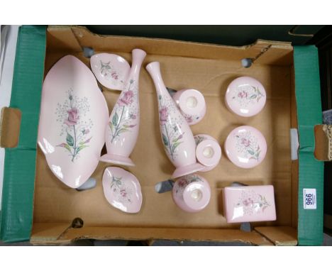 A collection of hand decorated Carltonware including vases, candlesticks, lidded boxes etc 