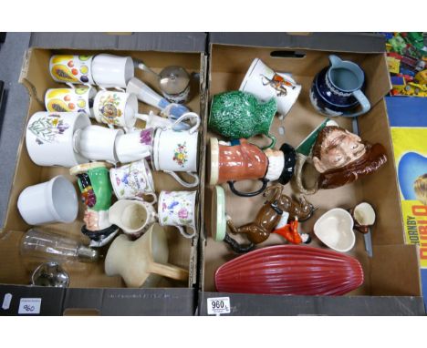 A mixed collection of ceramic items to include Royal Doulton character jug Drake, damaged Beswick rearing huntsman , small Po