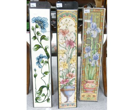 Shop Display Stand with four decorated fireside tiles together with similar item with cemented in tiles(3) 