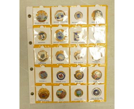 English Bowling club enamel&nbsp;badges x 20 on one page. This is one lot of 15 similar lots offered by us today.