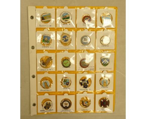English Bowling club enamel&nbsp;badges x 20 on one page. This is one lot of 15 similar lots offered by us today.