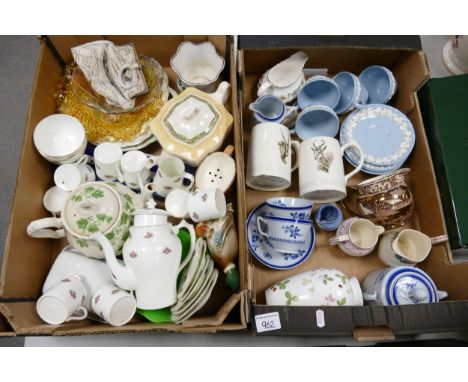 A mixed collection of ceramic items to include Wedgwood wild strawberry vase, Wedgwood Queensware cups and saucers, Copeland 