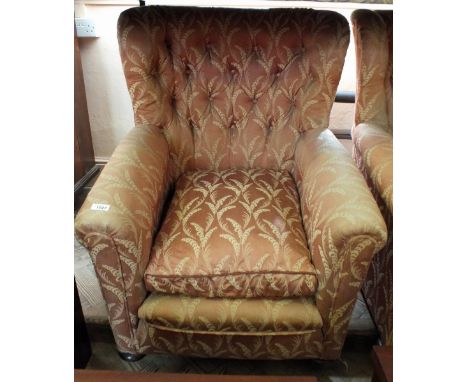 Two Edwardian button back armchairs