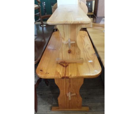 A Pine kitchen table and single bench