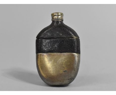 A Novelty Vesta in the Form of a Leather Topped Hip Flask, 5.5cms High 