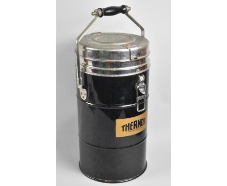 A Vintage Thermos Flask with Hinged Carrying Handle, 45cms High 