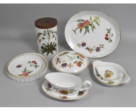 A Collection of Royal Worcester Evesham Dinner wares to Comprise Lidded Tureen, Flan Dishes, Large Oval Dish, Sauce Boat and 