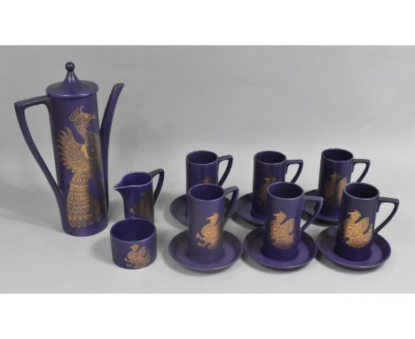 A Portmeirion Pheonix Coffee Set for Six to Comprise Coffee Pot, Milk Jug, Sugar Bowl, Six Cups and Six Saucers 