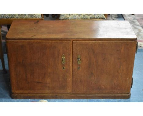 A Mid 20th Century Oak Two Drawer Shelf Base Cabinet, 94cm wide 