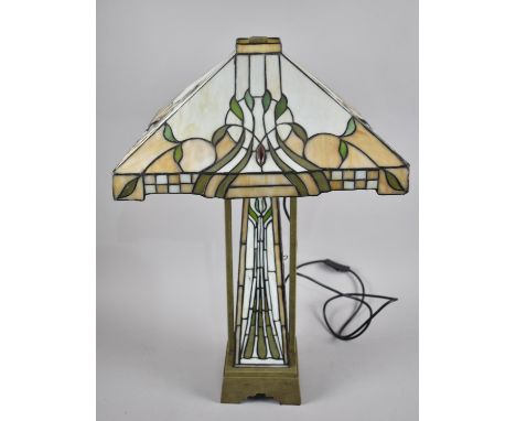A Reproduction Tiffany Style Large Table Lamp with Shade, Some Condition issues, 71cms Tall 