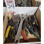 LOT - ASSORTED HAND TOOLS: CUTTERS, PLIERS, SCRAPER