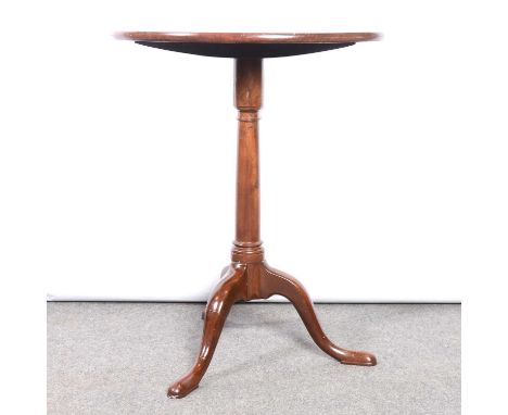 Victorian mahogany tripod table, oval tilt top, turned column, splayed legs, 58x47cm, height 70cm.