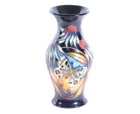 Moorcroft Pottery - an Apollo Butterfly pattern vase, designed by Sian Leeper, baluster form, dated 2005, 19.5cm.Condition re