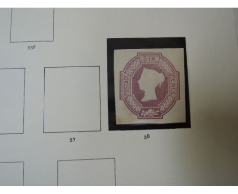 A Windsor Great Britain stamp album containing two penny blacks and a 6d mauve embossed stamp