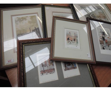 A Limited Edition print after G W Birks, 'nowt left lad', signed 10x6' framed and glazed, a pair of similar prints, signed, 9