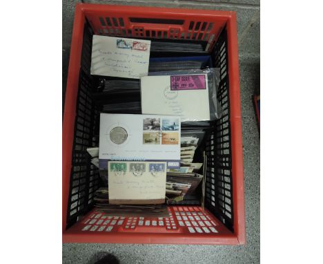A large box containing first day covers and commonoritive covers, old covers