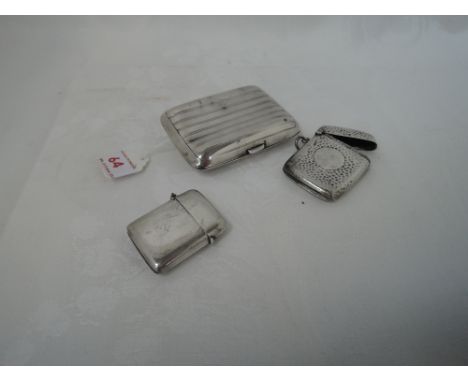 A silver cigarette case having engine turned stripe decoration and plain cartouche, Birmingham 1913, Henry Williamson Ltd, a 
