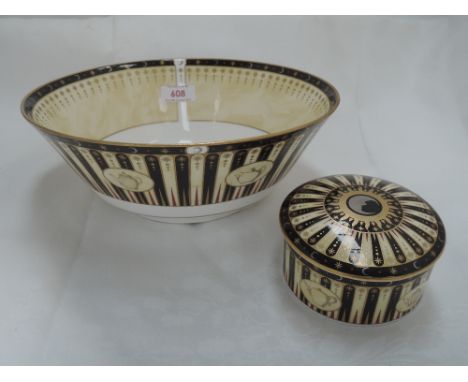 A Royal Worcester archive Flight Tempo bowl for the 250th anniversary celebration, 2001 of Man In The Moon, design with fitte