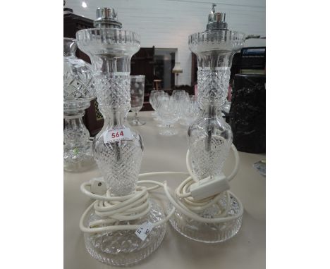 A pair of Irish glass table lamp bases