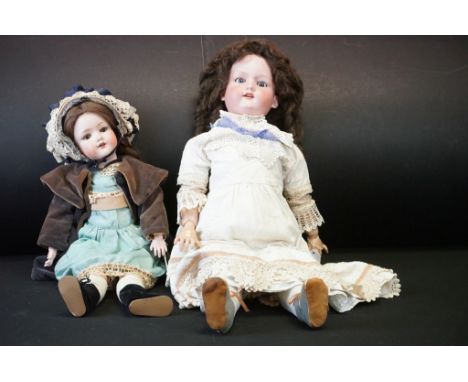 Two Early 20th century Armand Marseille Bisque Head Dolls, one with impressed marks ‘ 390 n D.R.G.M. 246/1 A 12 M ‘ with slee