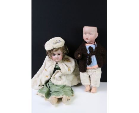 Two Early 20th century Bisque Head Dolls including Kammer &amp; Reinhardt Doll impressed mark 114 60, 41cm long with painted 