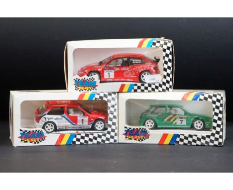 Three boxed ' Team Slot ' slot cars to include 10108 Citroen ZX "Azcona", 10106 Citroen ZX "CLiment" and 10901 Xsara Kit Car 