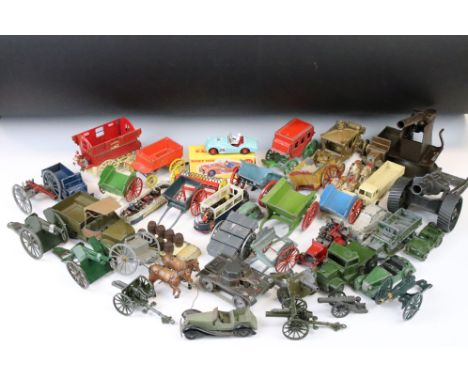 Around 35 mostly Mid 20th C play worn diecast models to include Dinky, Britains &amp; Johillco examples, featuring Dinky Supe